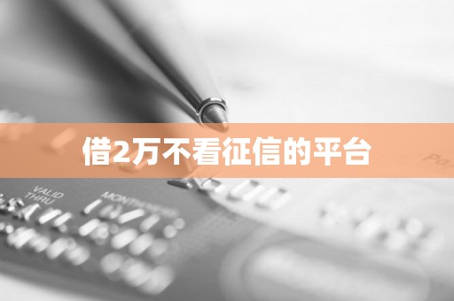 借2万不看征信的平台